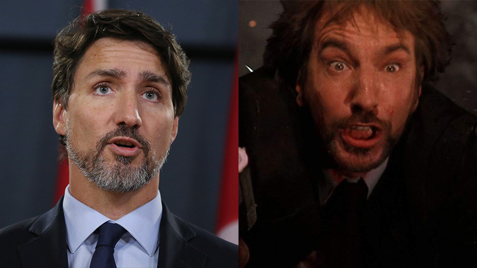 Justin Trudeau and Hans Gruber with their matching goatees